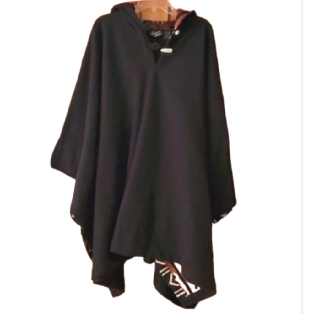 Shopping w Anthony Mark Hankins Womans Black Felt Tribal Cape with Hood Size OS